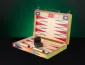 Zag Luxury Backgammon Set open with laquered wood playing pieces