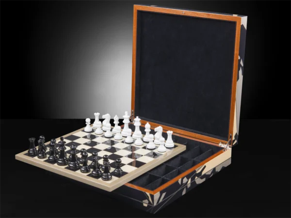 Columbus chess box with chessboard with chess pieces