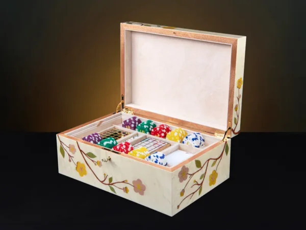 Sakura White Large Luxury Jewellery Box - Poker