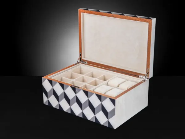 Aurora Large Luxury Jewellery Box - Cufflinks with watches