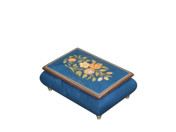 Ercolano Music Box 416 Flowers - Blue