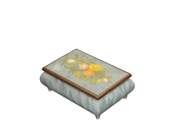 Ercolano Music Box 416 Flowers - Light Blue