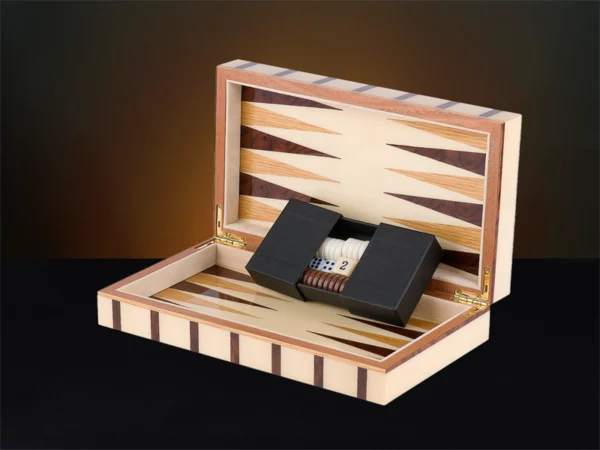 Sofia Luxury Travel Backgammon Set open with accessories