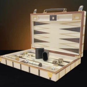 Sofia Luxury Backgammon Set open with luxury playing pieces