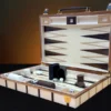 Sofia Luxury Backgammon Set open with standard playing pieces