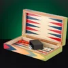 Zag Luxury Travel Backgammon Set open with accessories