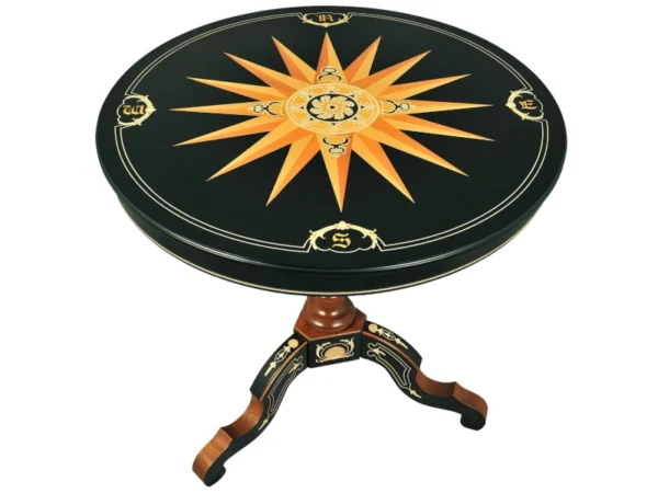 Compass Rose Table with black colors handcrafted in Sorrento