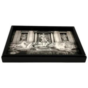 Black Decorative Serving Tray -Monochrome Coffee Table Tray