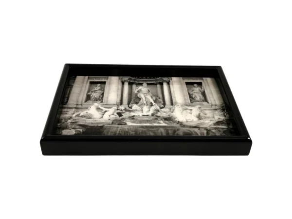 Black Decorative Serving Tray -Monochrome Coffee Table Tray