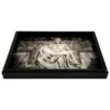 Bring timeless elegance to your space with this Black Decorative Serving Tray with Pietà Photo. Showcasing a monochrome print of Michelangelo’s masterpiece, ideal for serving or as an artful home accent.