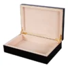Diva Black Jewellery Box, Black Lacquered Basswood with Beige Velvet Interior size large open box