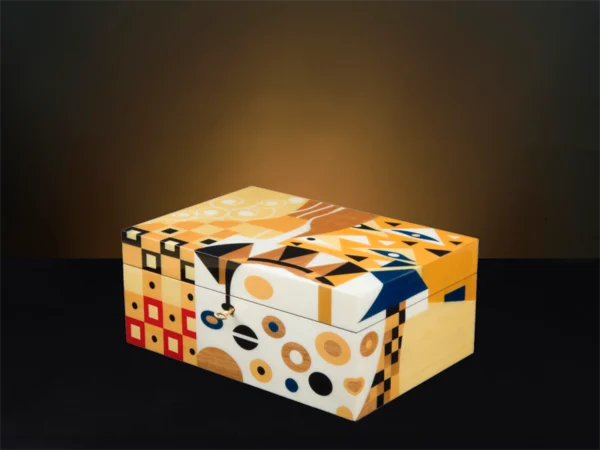 Klimt Large Luxury Wooden Jewellery Box – Inspired Marquetry - closed box