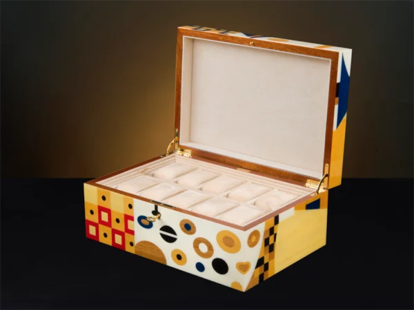 Artistic Wooden Jewellery Box – Klimt Style, Large Luxury Design - Watches