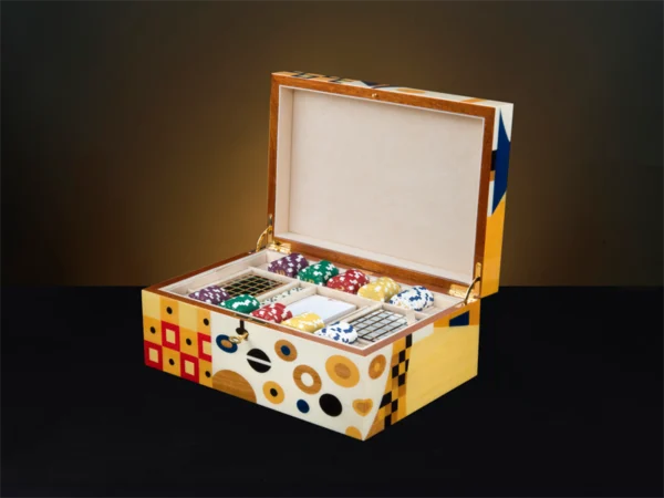 "Wood Inlay Jewelry Box – Large Luxury Design, Klimt Inspired"