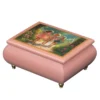 Ercolano Garden Joy pink wooden music box with Victorian children flower garden artwork – handcrafted jewelry music box gift for girls