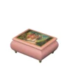 Garden Joy – Ercolano Italian Music Box lacquered pink music box with gold feet – luxury wooden jewelry box with wind-up musical movement