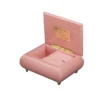 Ercolano Floral Fantasy music box open – pink velvet interior, gold hinge, branded plate, wind-up musical movement jewelry box