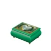 Ercolano "Heart of the Forest" green music jewelry box – glossy emerald finish, nature-inspired heart floral lid panel, gift for her
