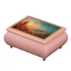 Ercolano Symphony of Souls lacquered pink music box with gold feet – luxury wooden jewelry box with musical movement