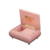 Ercolano Symphony of Souls music box open – pink velvet interior, gold hinge, branded plate, wind-up musical movement jewelry box