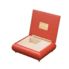 Ercolano Melody of the Neon City music box open – cream velvet interior, gold hinge, branded plate, wind-up musical movement jewelry box