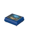 Moonlight Serenade – Ercolano Italian Music Box lacquered blue music box with gold feet – luxury wooden jewelry box with wind-up musical movement