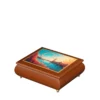 London's Autumnal Dream – Ercolano Italian Music Box wooden music jewelry box – glossy cherry wood, decorative London skyline lid panel, gift for her