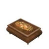 Ercolano Inlaid Music Box 416 Violin – walnut brown finish, hand-crafted violin and floral marquetry on lid, gold brass feet