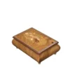 Ercolano Inlaid Music Box 416 Violin – natural elm burl finish, hand-crafted violin floral marquetry on lid, gold brass feet