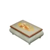 Ercolano Inlaid Music Box 416 Violin – light blue marble-effect finish, hand-crafted violin wood inlay on lid, gold brass feet