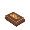 Ercolano Inlaid Music Box 416 Violin – dark rosewood finish, hand-crafted violin and floral marquetry on lid, gold brass feet
