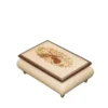 Ercolano Inlaid Music Box 416 Violin – ivory white finish, hand-crafted violin floral wood inlay on lid, gold brass feet
