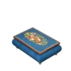 Ercolano Inlaid Music Box 416 Violin – deep blue marble-effect finish, hand-crafted violin wood inlay on lid, gold brass feet